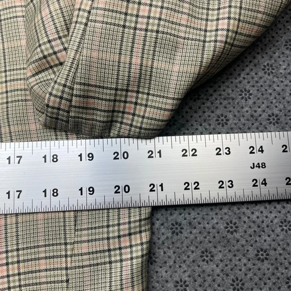 Vintage Southwick Mens 40R Blazer Glen Plaid Sport Coat Grey Tan Pink Made USA
